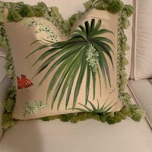 Hand Painted Accent Pillow with Down Filled Insert